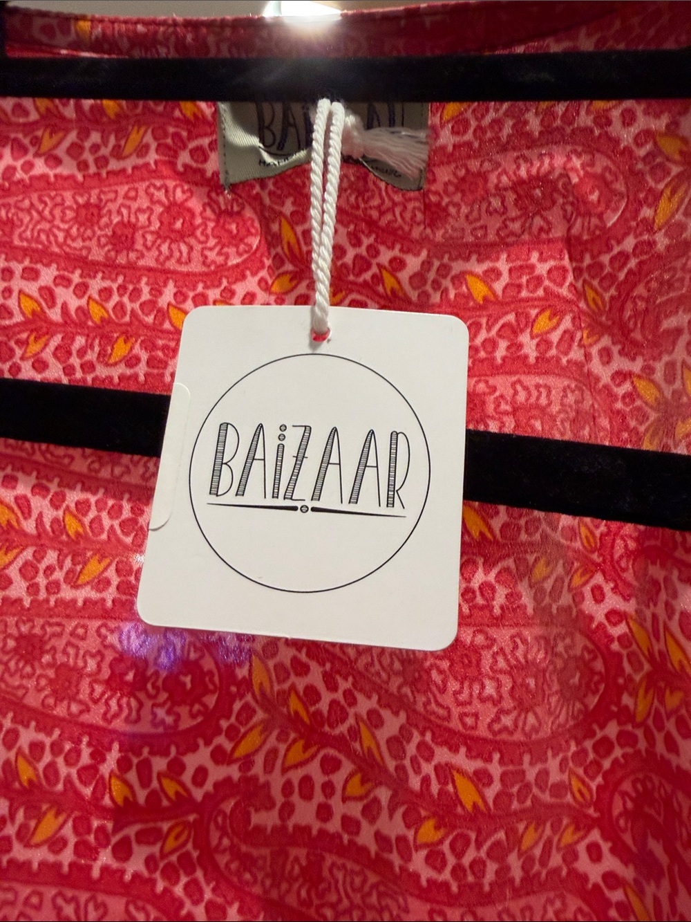Baizaar Tie-Front Pink & Purple upcycled silk Printed tie front jacket (bw) - Picture 2 of 8